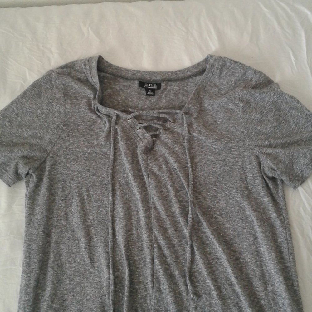 Heather And White Lace Up Front t-shirt